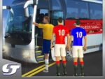 Jucători de fotbal din transportul cu autobuzul